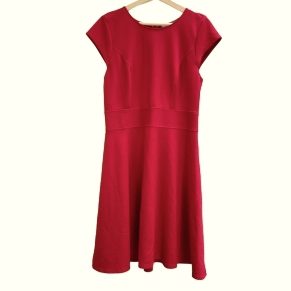 Vintage Donna Ricco Burgundy Red Fit and Flare Cap Sleeve Dress Tag 14 Fits M